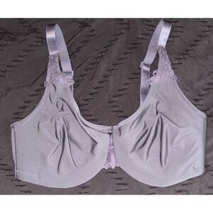 Delta Burke Full Figure Gray Seamless Floral Lace‎ Unlined Underwire Bra, 38D